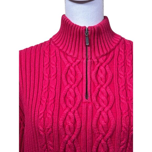 Lands End quarter zip cotton cable sweater, cozy, cabincore, classic, preppy - Picture 4 of 6